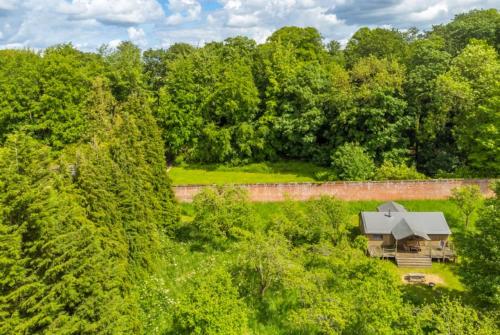 an aerial view of a house in the middle of a forest at Moorhen - Exton Park in Exton
