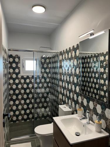 ein Badezimmer mit Toilette, Dusche und Waschbecken in der Unterkunft faskomilo house 1 in Faskomiliá