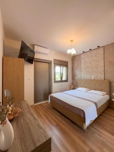 a large bedroom with a large bed and a television at Irene' s Place in Olympia