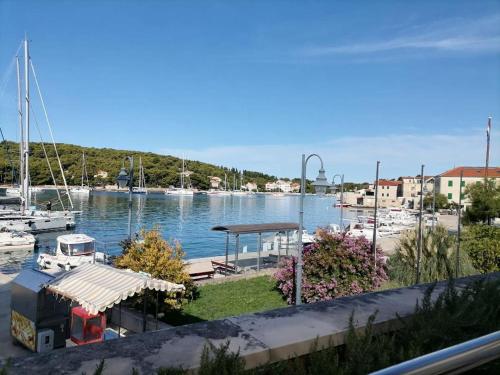 Blick auf einen Yachthafen mit Booten im Wasser in der Unterkunft Studio Mirjana in Prvić Luka
