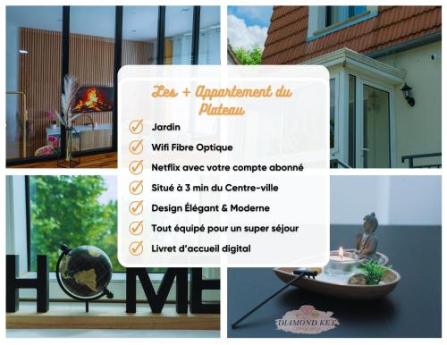a collage of photos with a sign in front of a house at Appartement du Plateau - Proche Disney in Pontault-Combault
