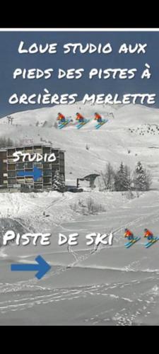 a group of people skiing in the snow at Studio plein coeur station Orcieres les merlettes in Orcières