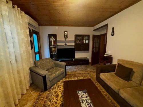 a living room with a couch and a chair at Central 2 Floor, Duplex in Elbasan