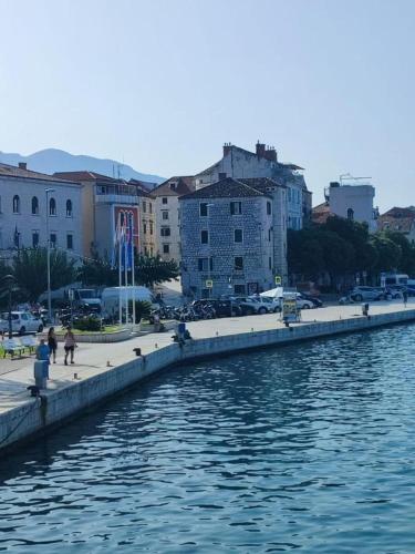 ein Gewässer neben einer Stadt mit Gebäuden in der Unterkunft Apartment Port in Makarska