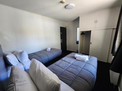 a living room with two couches and a couch at Pinewood Lodge in Queenstown