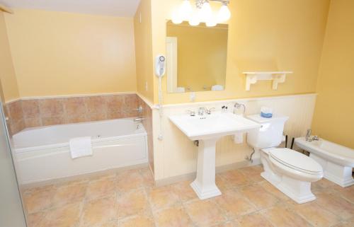 a bathroom with a sink and a tub and a toilet at The New London Inn in New London