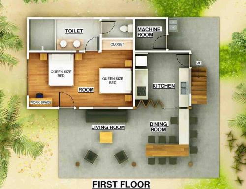 a floor plan of a house at Punta Uva Puerto Viejo Beach Front House in Punta Uva