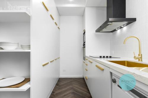 Dapur atau dapur kecil di Chic Honeysuckle Apartment