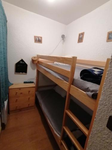 une chambre avec deux lits superposés et une échelle dans l'établissement Appartement balcon vue pré et montagne, à Vielle-Aure