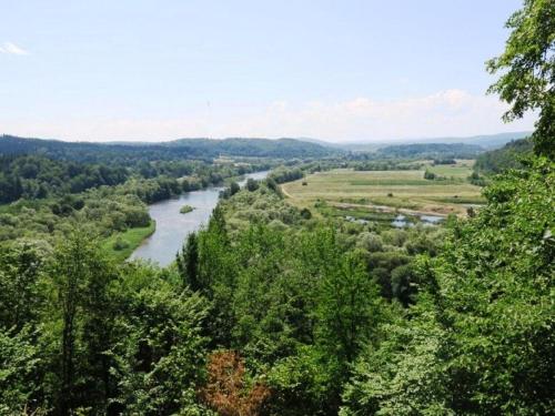 a view of a river from a hill at Krystyna in Bystre