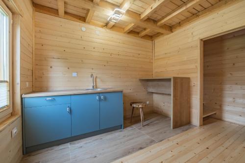 a sauna with a sink in a wooden room at Eco Lodge Eagle's Nest in Šavnik