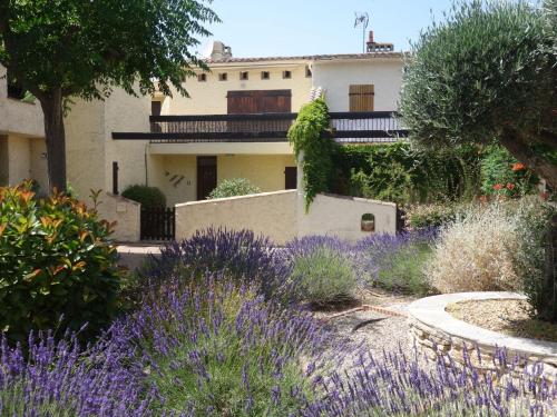 ル・グロー・デュ・ロワにあるHoliday Home Les Rosiers Grimpants by Interhomeの紫の花の庭