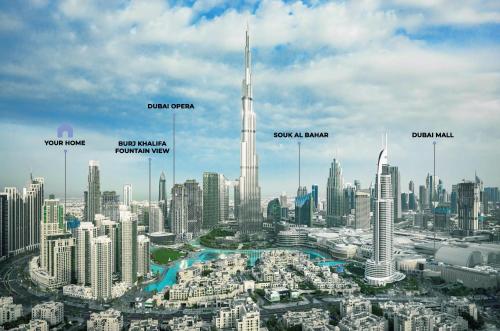 Nespecifikovaný výhled na destinaci Dubaj nebo výhled na město při pohledu z apartmánu