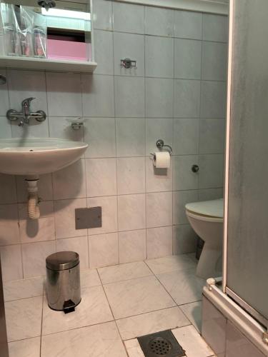 a bathroom with a sink and a toilet at Konačište Osmica in Mokra Gora