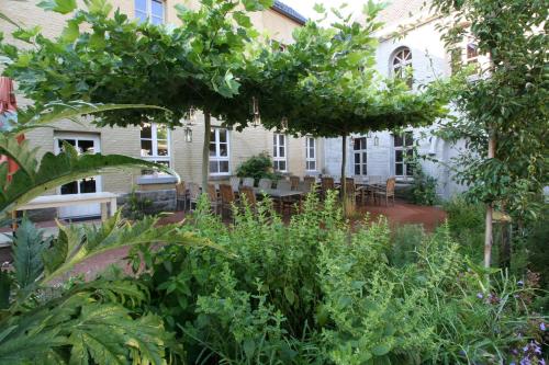 a garden in front of a house at Rosario in Bever