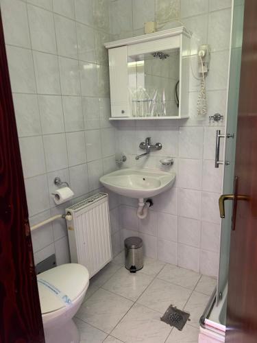 a bathroom with a toilet and a sink at Konačište Osmica in Mokra Gora