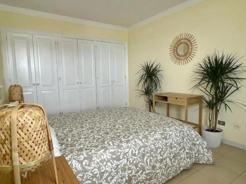 1 dormitorio con cama, mesa y espejo en Apartamento reformado de 1 dormitorio GP202, en San Miguel de Abona