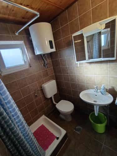 a small bathroom with a toilet and a sink at Apartment Martina in Rab