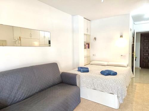 a living room with a bed and a couch at Apartamento TORRESOL NSFA - TORRECILLA, NERJA - studio in Nerja