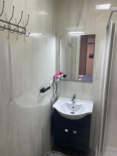 a bathroom with a sink and a mirror at La Stradina in Barletta