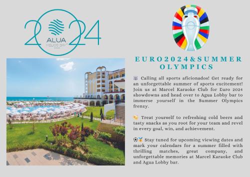 ein Flyer für ein Resort am Strand in der Unterkunft Alua Helios Bay - All Inclusive in Obsor
