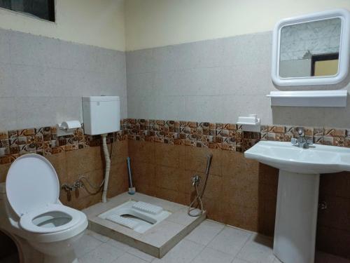a bathroom with a toilet and a sink at SEE MOTEL in Muzaffarabad