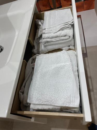 a drawer filled with towels in a bathroom at Forum in Antibes