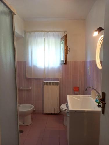 y baño con lavabo y aseo. en Casa Emilia en Marano Principato