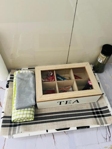 a box sitting on top of a table at Private garden guest house in Cape Town