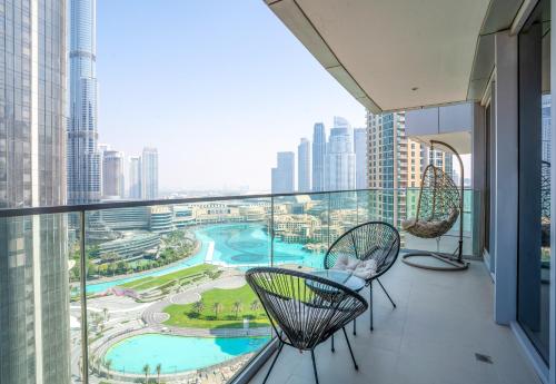 Výhled na bazén z ubytování New Arabian Opera 3BR+Maid nebo okolí