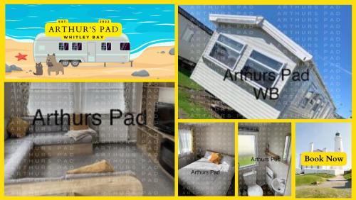 a collage of pictures of an rv and an athens pad at Arthurs Pad WB in Whitley Bay