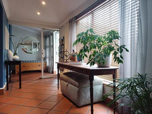 a hallway with a table with plants and a mirror at Loddey`s Guest House - by Beach Collection in Strand
