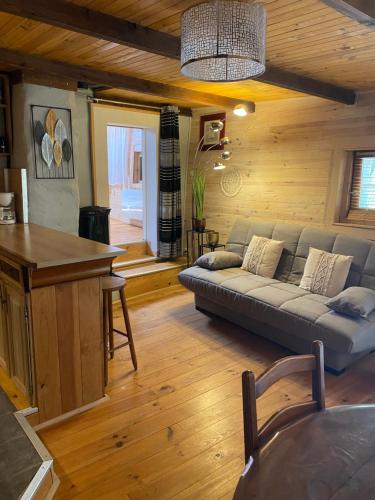 Una televisión o centro de entretenimiento en Gîte Le Cabanon