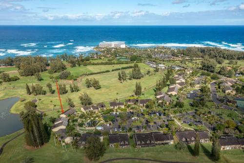 an aerial view of a park next to the ocean at Ocean Pearl in Kahuku