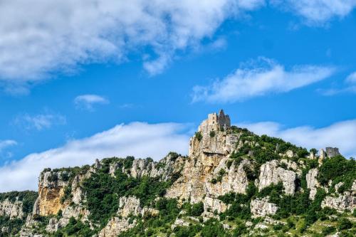 a castle on top of a mountain at Hotel Coté Sud in Saint-Péray