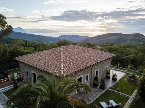 an aerial view of a house with a roof at Donna Carolina Luxury rooms in Cefalù