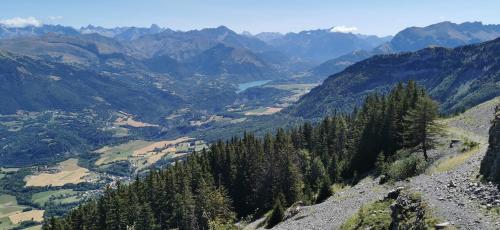 a view of a valley in the mountains at Le Galussel Gite d'étape et de séjour in Saint-Sébastien