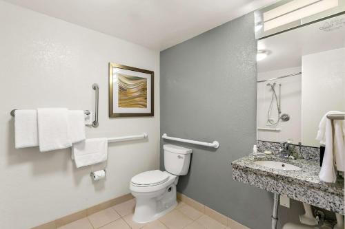a bathroom with a toilet and a sink at Sonesta Select Greenbelt College Park in Greenbelt