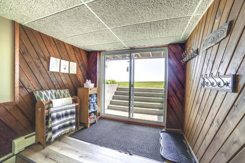 an inside view of a tiny house with a porch at Private Beach and Deck Spacious Lake Michigan Home in Menominee