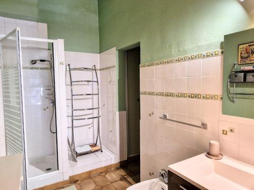 a bathroom with a shower and a toilet and a sink at Banyuls-sur-Mer, T3, Rez-de-chaussée avec terrasse, parking, proche Thalassothérapie - FR-1-309-295 in Banyuls-sur-Mer