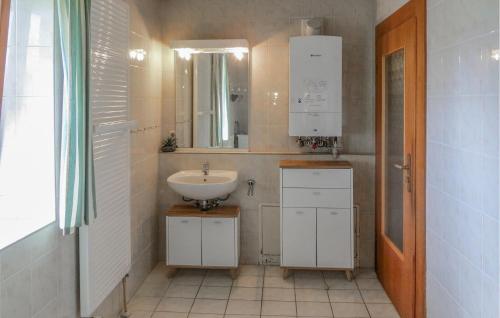 bagno con lavandino e specchio di Cozy Home In Bayerisch Eisenstein With Wifi a Regenhütte