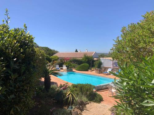 a swimming pool in the yard of a house at Quinta Falzina in Luz