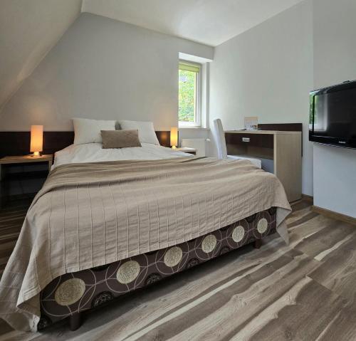 Posteľ alebo postele v izbe v ubytovaní Willa Jagiellonka apartamenty w centrum, parking