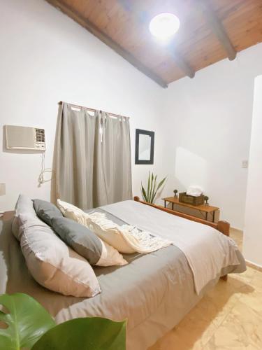 a bed with pillows on it in a room at HOSPEJADE ESQUINA in Esquina