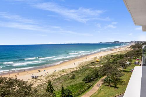 a view of a beach and the ocean at Boulevard Towers on Broadbeach in Gold Coast