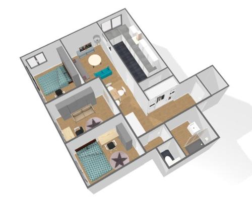 un dessin d'un plan d'étage d'une maison dans l'établissement Bord de Seine prés de Paris, à Alfortville