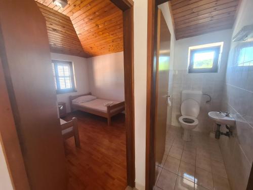 a bathroom with a toilet and a sink at Apartment Zaglav 2 - first sea row in Zaglav