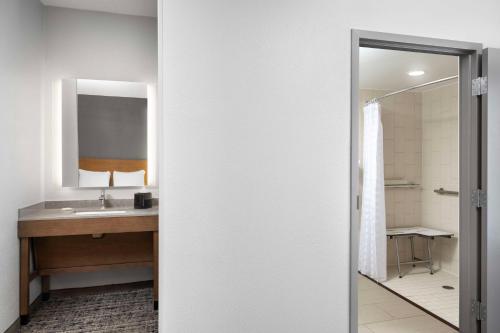 亞特蘭大的住宿－亞特蘭大機場南廣場凱悅酒店，一间带水槽和镜子的浴室