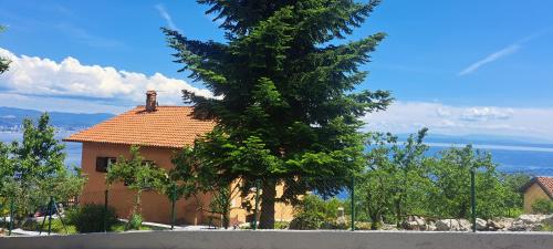 a house with a tree in front of it at Villa Sentia with jacuzzi & spectacular seaview in Opatija