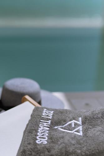 a close up of a piece of cloth with the word speed on it at ZEST THASSOS LUXURY RETREAT in Limenaria